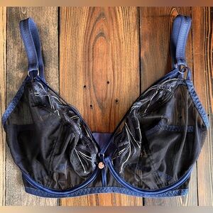 SCANTILLY • by Curvy Kate Submission Plunge bra 30I mesh sheer lace lingerie DD+